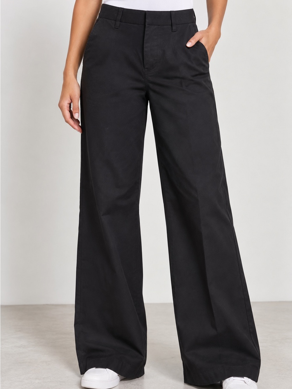 NWT Good American Good Skate Wide Leg Trouser Pants Black Size 14/32